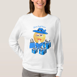 Camiseta Moda branca Emoji a azul com Compro
