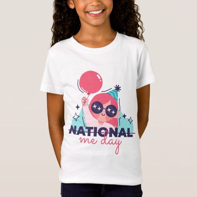 Camiseta Moda de Balão de Bela Menina de Aniversário (Frente)