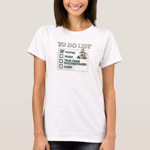 Camiseta Moda de Crime Verdadeiro CAFÉ TRABALHO Ouro Legal