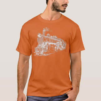 Camiseta Moda de Ferro Retro-Retro com Locomotiva a Vapor 1
