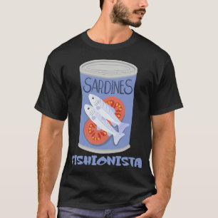 Camiseta Moda de Lata de Sardinha Fishionista Meme Engraçad