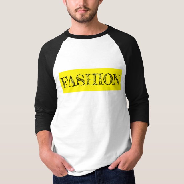 Camiseta Moda de manga longa, branca e amarela (Frente)