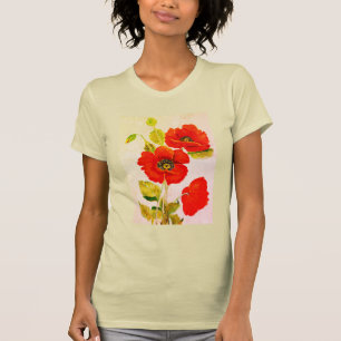 Camiseta Moda de papoilas vermelhas