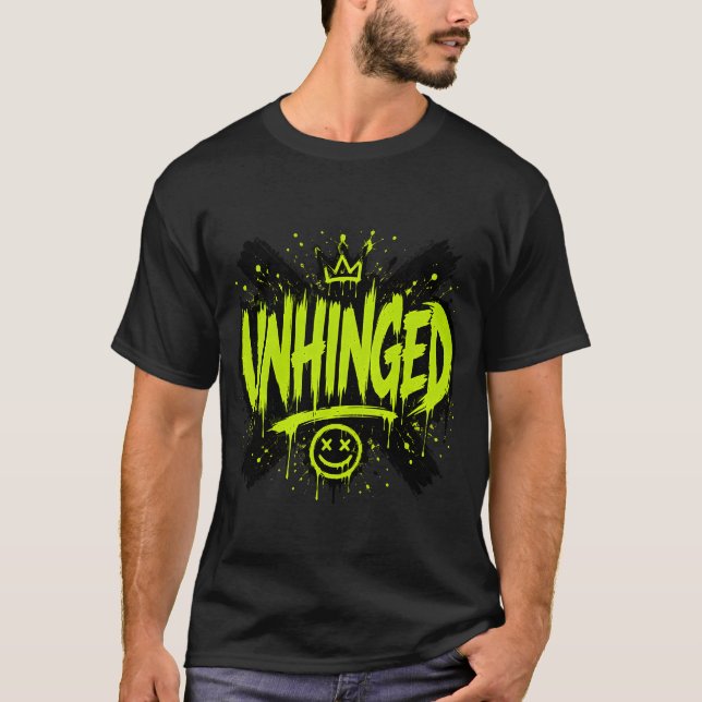 Camiseta Moda de rua cyberpunk verde neon descontrolada (Frente)