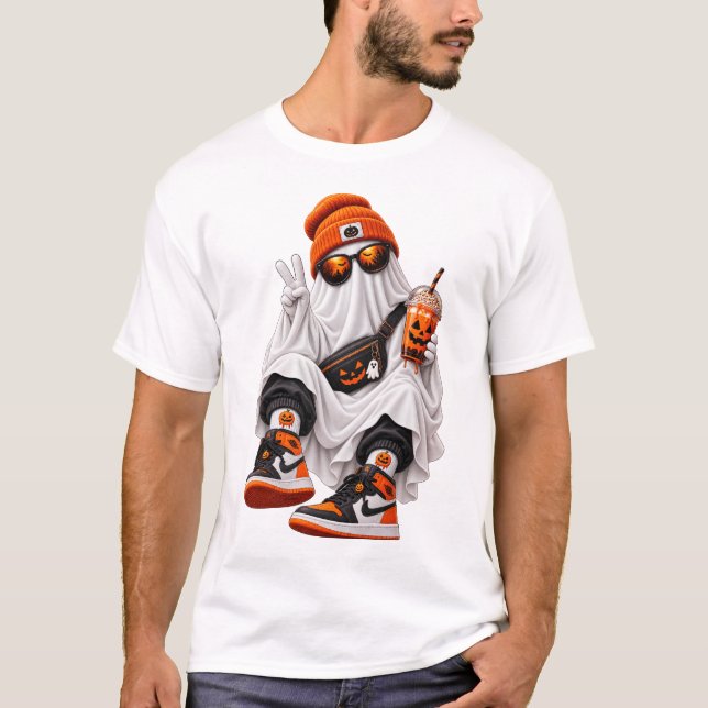 Camiseta Moda de Rua de Fantasma Assustador – Vibrações de  (Frente)