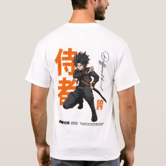 Camiseta Moda de Rua de Guerreiro Japonês Projeto de Ação P