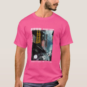 Camiseta Moda de Rua Japonesa Vibrações Retro Estética Tóqu