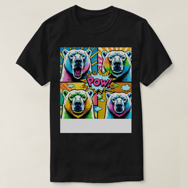 Camiseta Moda de Vida Selvagem Vibrante do Urso Polar de Ar (Frente do Design)