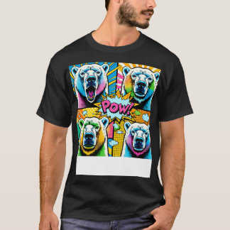 Camiseta Moda de Vida Selvagem Vibrante do Urso Polar de Ar