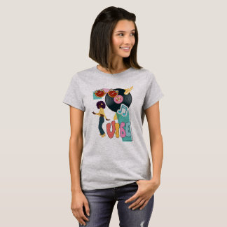 Camiseta moda dos anos 70 vibe de verão