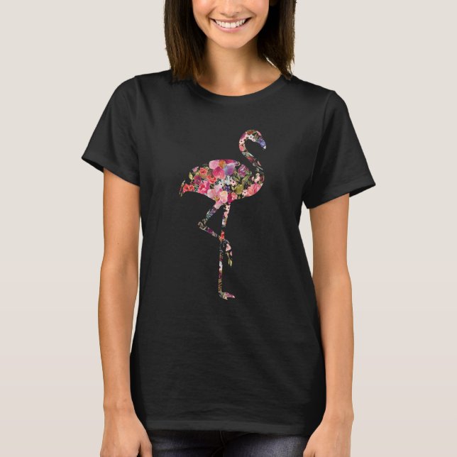 Camiseta moda floral flamingo para grafi feminino (Frente)