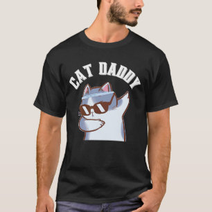 Camiseta Moda Gato Papai Dab Estilo Óculos de Sol Gato Onda