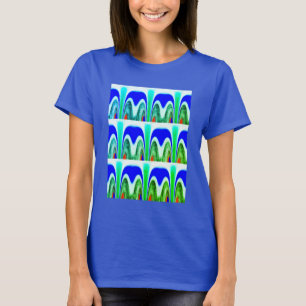 Camiseta Moda incrível de arte de ondas azuis e verdes
