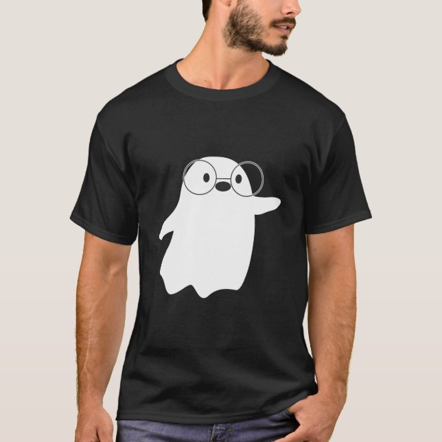 Camiseta Moda Kawaii Fantasma Nerd (Frente)