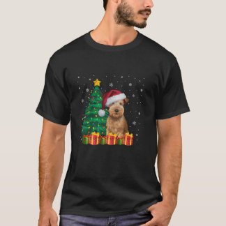Camiseta Moda Revestida Feita Terrier Santa Hat Xmas Li