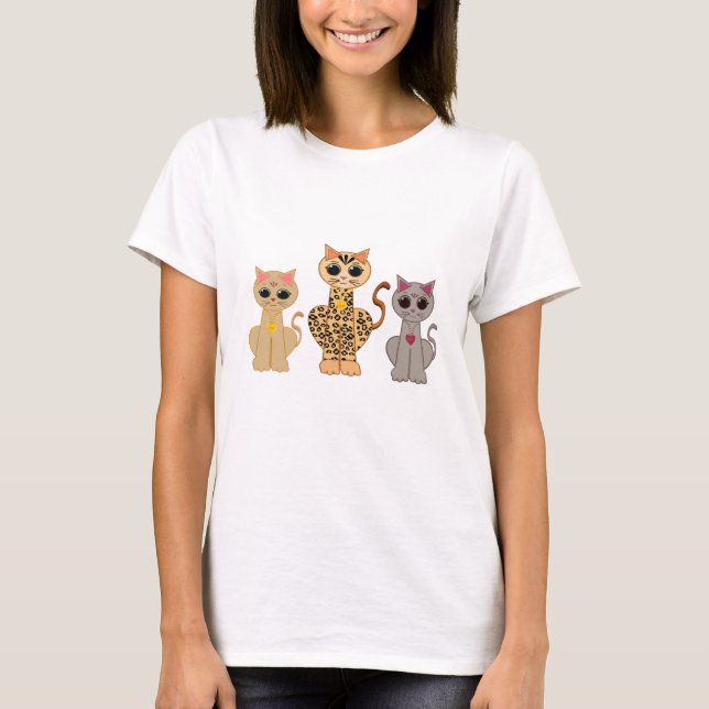 Camiseta Moda Três Gatos Fofos (Frente)