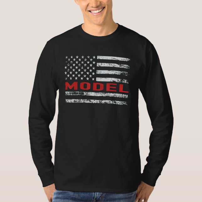 Camiseta Model USA Flag Profession Retro Job Title (Frente)