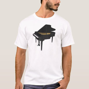 Camiseta Modelo 3D:Grande Piano Preto: