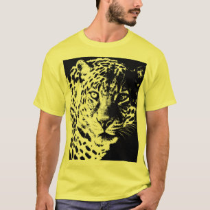 Camiseta Modelo-Cabeça-Leopardo-Pop de-Arte Elegante