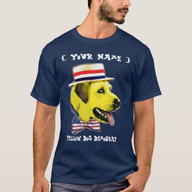 Camiseta Modelo customizável - cão amarelo Democrata (Frente)