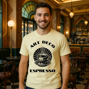 Camiseta Modelo da Taça de Café de Arte Retroativa Deco Esp