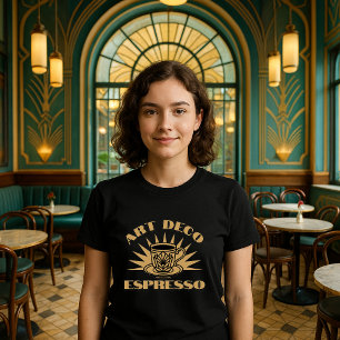 Camiseta Modelo de Café de Arte Retroativa Deco Espresso