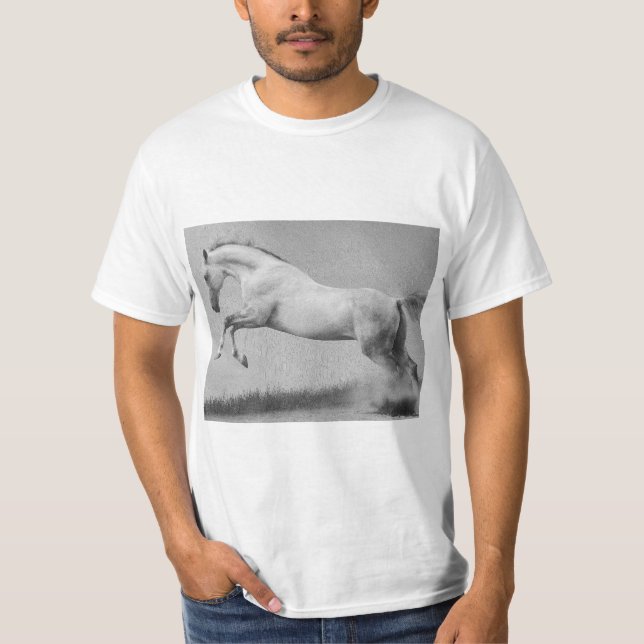 Camiseta Modelo de Cavalo Curvo Galinha Branca Moderna (Frente)