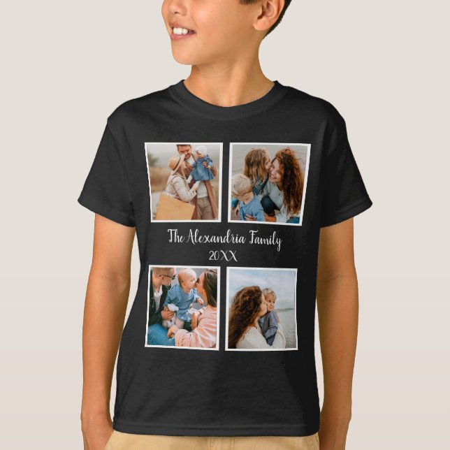 Camiseta Modelo de colagem de fotos da família 4 personaliz (Frente)