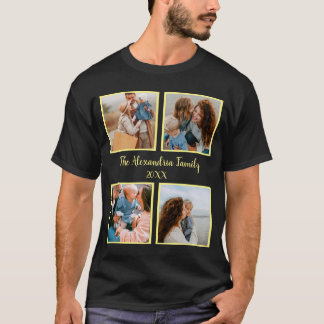 Camiseta Modelo de colagem de fotos da família 4 personaliz