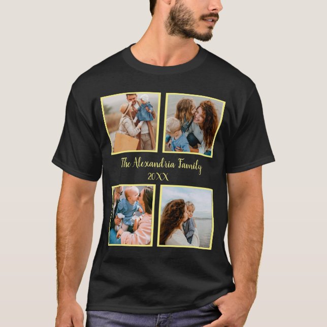 Camiseta Modelo de colagem de fotos da família 4 personaliz (Frente)