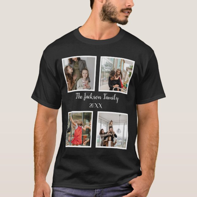 Camiseta Modelo de colagem de fotos da família 4 personaliz (Frente)