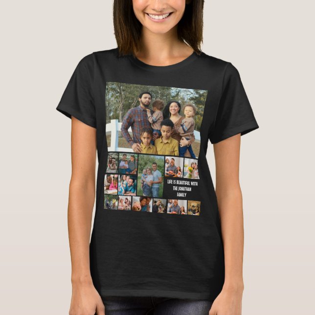 Camiseta Modelo de Colagem de Fotos da Família Moderna Pers (Frente)