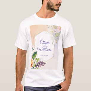 Camiseta Modelo de Convite de Casamento Floral Elegante