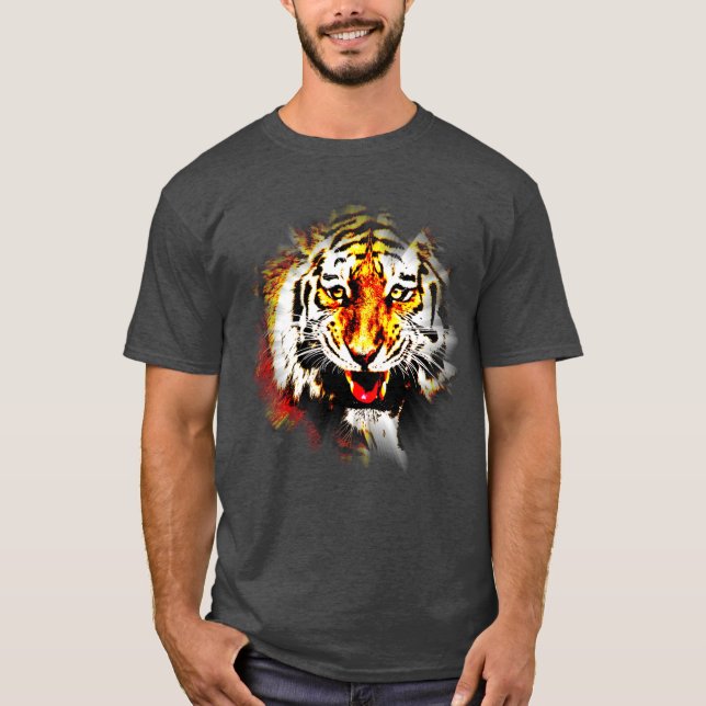 Camiseta Modelo de Elegante Moderno de Cabeça de Tigre Pers (Frente)