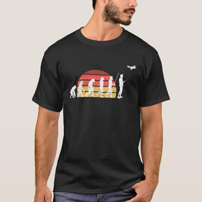 Camiseta Modelo de Evolução Voando Aviador Voador Funny RC  (Frente)