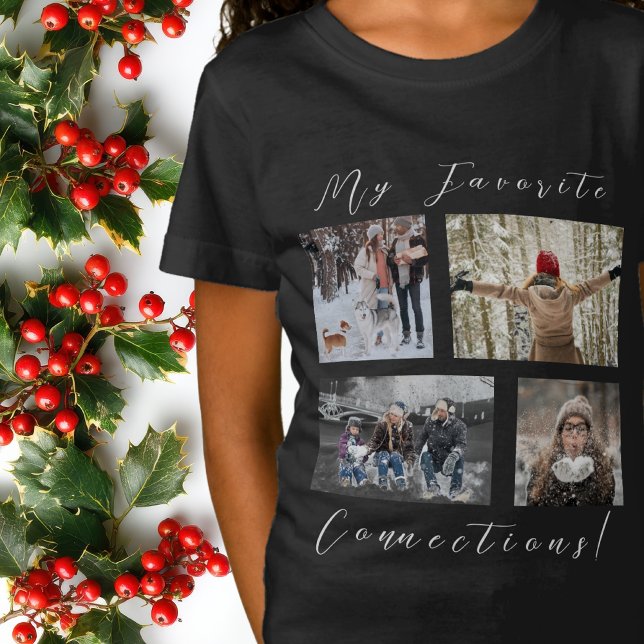 Camiseta Modelo de Foto de 4 Painéis Minhas Conexões Favori (Criador carregado)