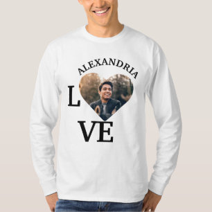 Camiseta Modelo de foto de coração de amor personalizado mo
