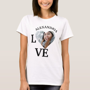Camiseta Modelo de foto de coração de amor personalizado mo
