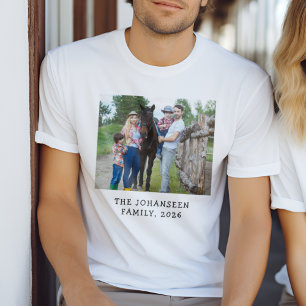 Camiseta Modelo de Foto de Família Personalizado e Texto Pe