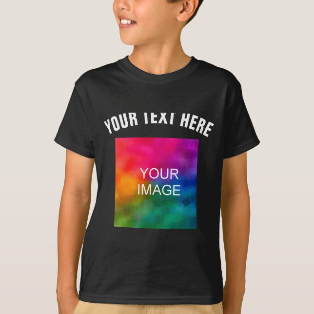 Camiseta Modelo de Foto de Upload de Texto Meninos Crianças (Frente)