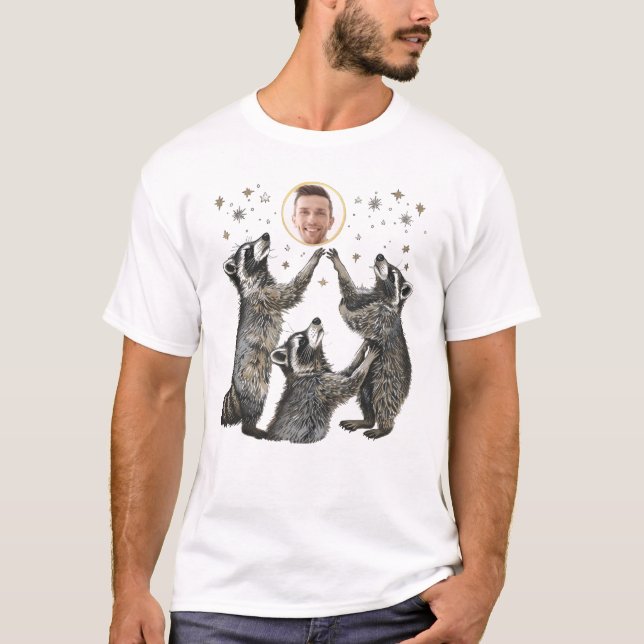 Camiseta Modelo de Fotografia Personalizada Funny Raccoon (Frente)