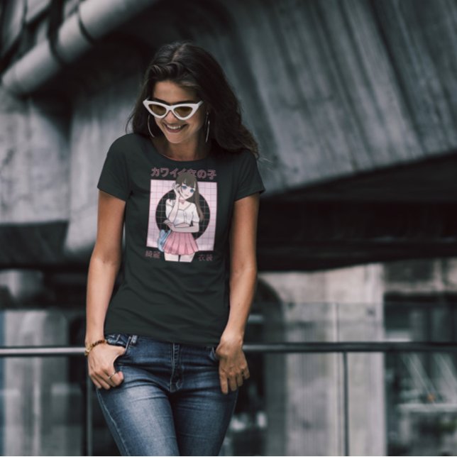 Camiseta Modelo de Garota Japonesa Anime (Criador carregado)
