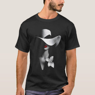 Camiseta Modelo de Moda Chapéu de Pala Grande Chapéu de Sol
