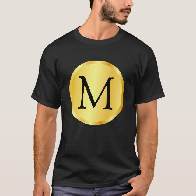 Camiseta Modelo de Monograma Elegante Preto com Visual Dour (Frente)