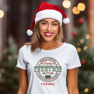 Camiseta Modelo de Natal da Família Vintage