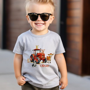Camiseta Modelo de nome de animais da fazenda do Trator Ver