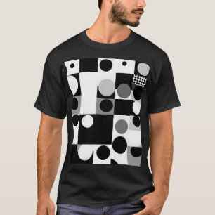 Camiseta modelo de padrão em formas pretas geométricas