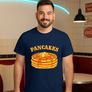 Camiseta Modelo de Panquecas Com Xarope de Bordo e Manteiga