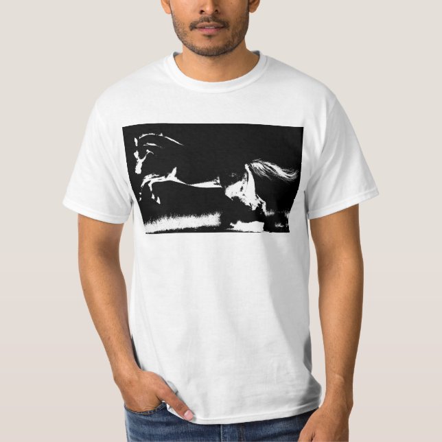 Camiseta Modelo de pop de Arte Mens Curvet Horse Moderno Br (Frente)