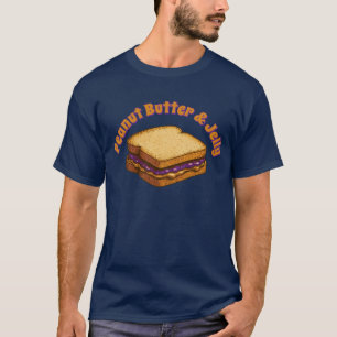 Camiseta Modelo de Sanduíche de Manteiga de Amendoim e Gelé